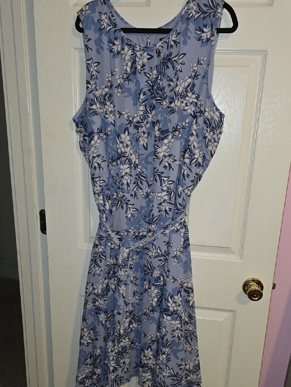 Lane Bryant Blue Floral Sleeveless Midi‎ Dress